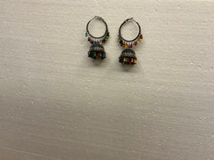Colorful Traditional Jhumka Earrings – Oxidized Silver with Beadwork