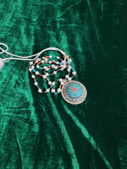 Silver Mosaic Handcrafted Necklace with Pearls