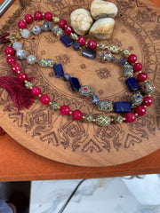 Long Necklace with Turkish Beads, Marble Stones & Glass Work