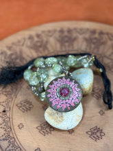 Brass Mosaic Pendant Necklace with Red Stone, Pearls & Beads