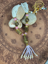 Silver-Toned Necklace with Pearls, Beads & Pink Stone Accents