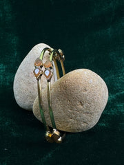 Elegant Gold Bangles with Teardrop Gemstones – Handmade Brass Jewelry