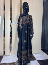 Black Abaya with Golden Embroidery & Matching Scarf – Size 56