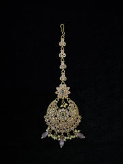 Gold-Plated Tikli with Pearls & Stone Embellishments