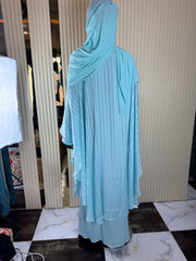Ocean Wave Two-Layer Abaya with Scarf