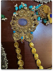 Gold Plated Moonstone Necklace with Turquoise & Pearls