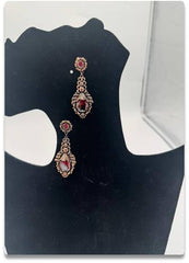 Vintage Renaissance-Style Drop Earrings with Red Garnet Stones