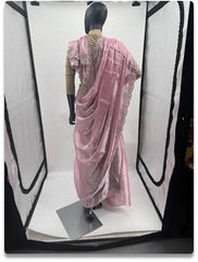 Baby Pink Jimmy Choo Jorjet Saree with Handwoven Detailing