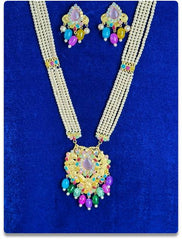 Pearl and Multi-Gemstone Jewelry Set with Statement Necklace