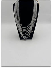 Handmade Multi-Layer Silver Necklace with Australian Cut Beads