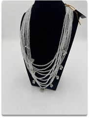 Handmade Multi-Layer Silver Necklace with Australian Cut Beads