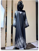 Black & Silver Embroidered Chiffon Abaya with Scarf – Size 56
