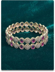 Gold-Plated Brass Bracelet with Pink Gemstones – Handmade Design