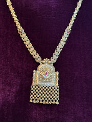 Heritage Gold-Plated Brass Necklace with Intricate Pendant