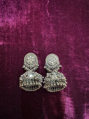 Traditional Silver-Tone Jhumka Earrings