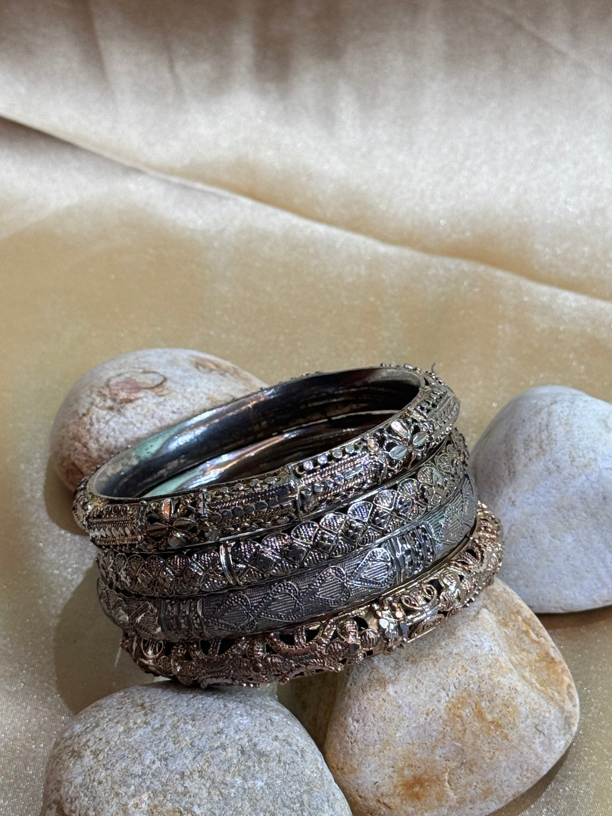 Vintage Oxidized Silver Bangles – Timeless Tribal Charm