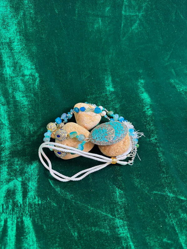 German Silver Handcrafted Bracelet with Turquoise Beads
