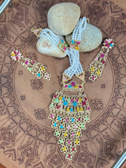 Gold Plated Multicolor Necklace Set with Pearls & Stones