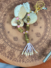 Silver-Toned Necklace with Pearls, Beads & Pink Stone Accents