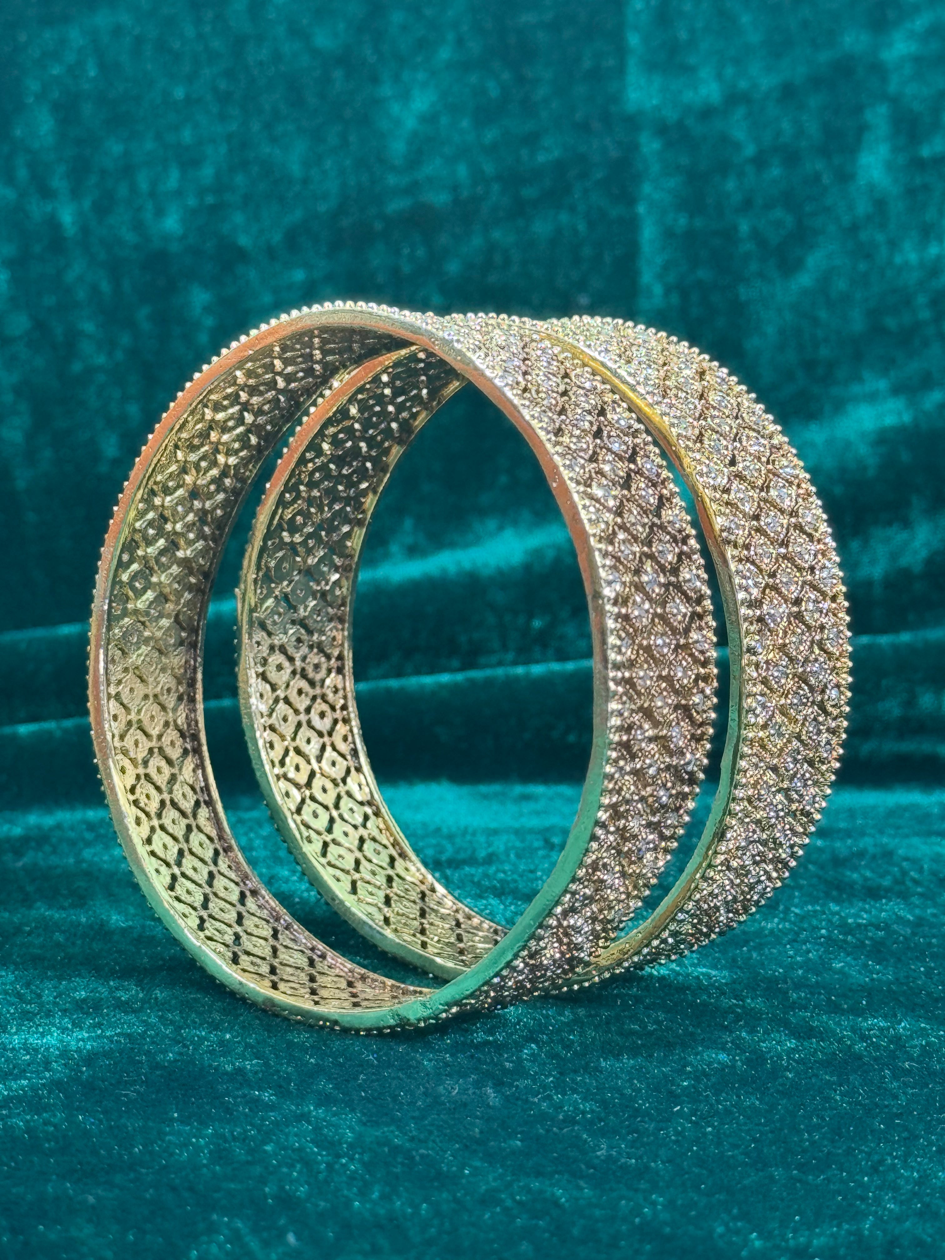 Gold-Plated Brass Bangles with Diamond-Cut Detailing