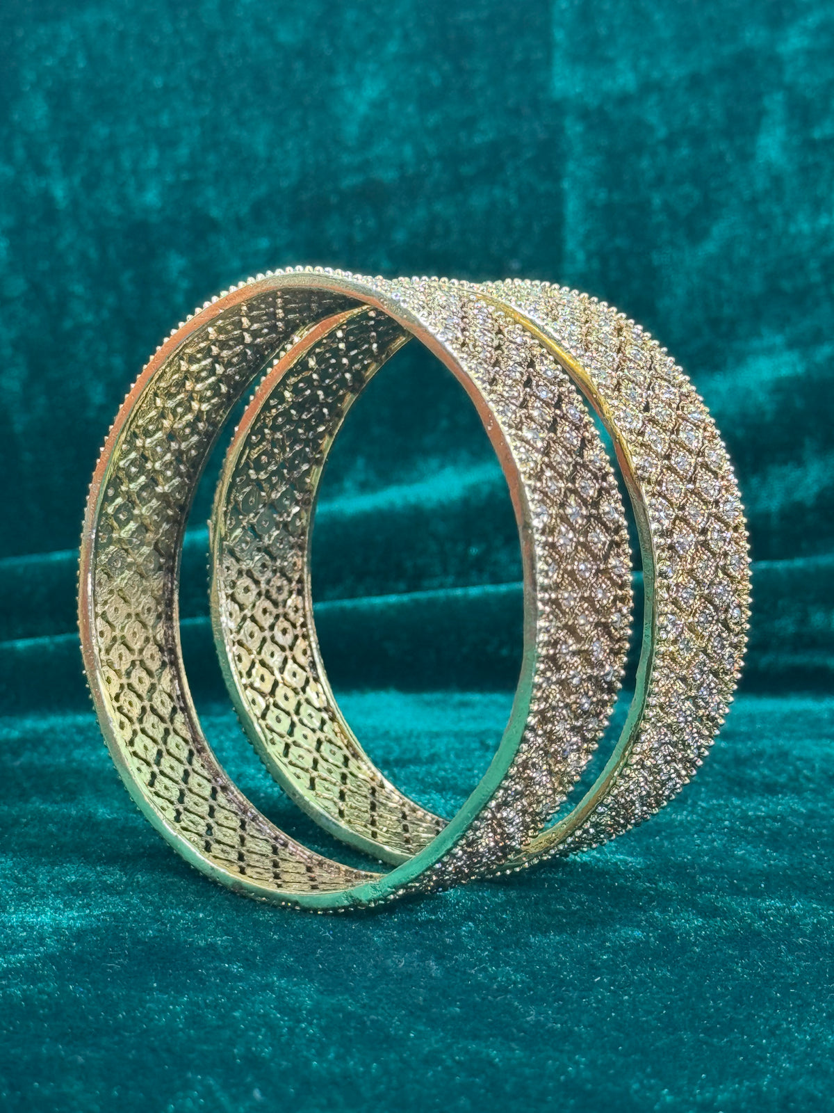 Gold-Plated Brass Bangles with Diamond-Cut Detailing