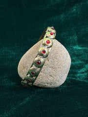 Vintage Gold Bracelet with Red Gemstones – Handmade, Size 28