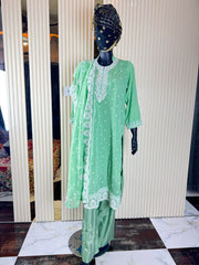 Pastel Green Silk Sharara Suit – Size 46