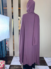 Plum Abaya with Golden Embroidery – Free Size