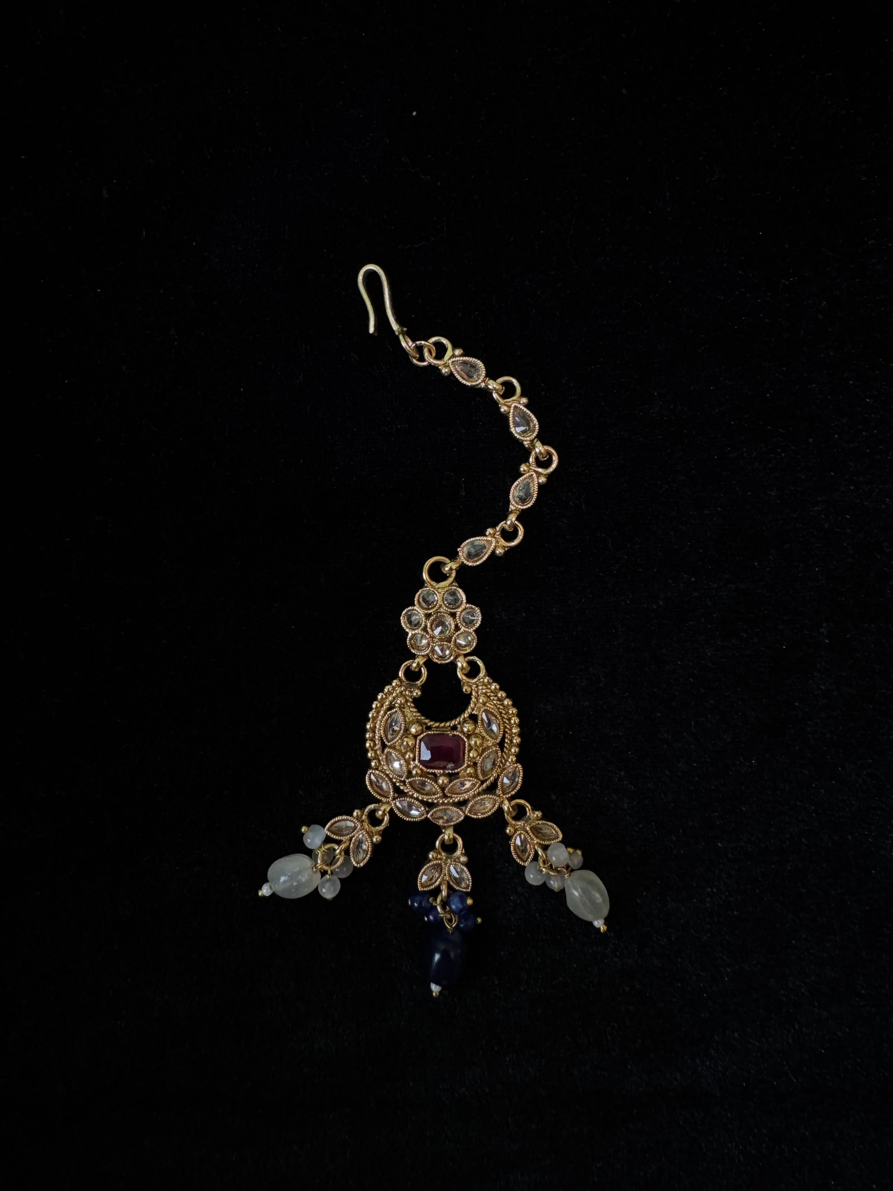 Gold-Plated Ruby & Sapphire Tikli – Bridal Elegance