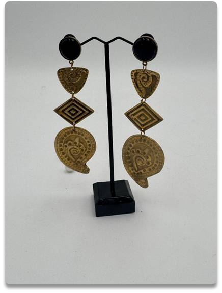 Handcrafted Brass Dangle Earrings with Tribal-Inspired Design