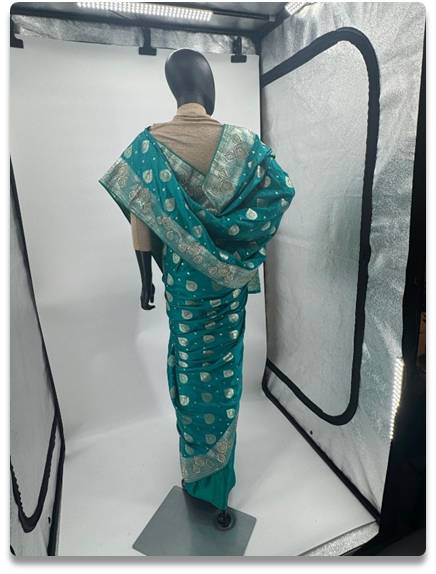 Rama Green Chennai Katan Silk Saree with Intricate Gold Stone Zari Work