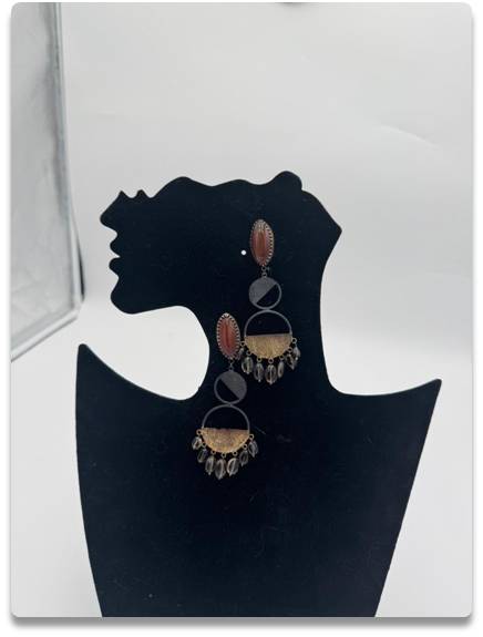 Bohemian-Style Mixed Metal Dangle Earrings with Clear Stone Accents