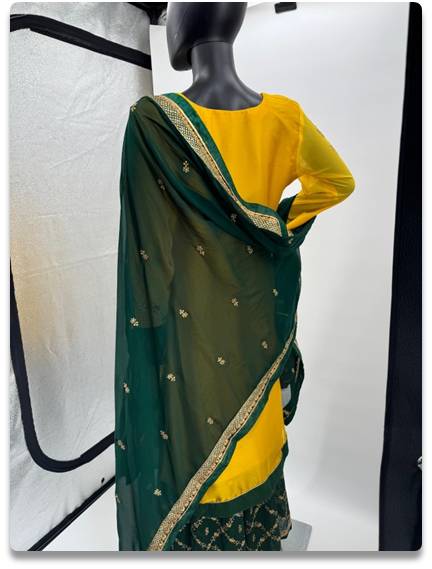 Yellow & Black Anarkali Suit Set with Dupatta – Size 42