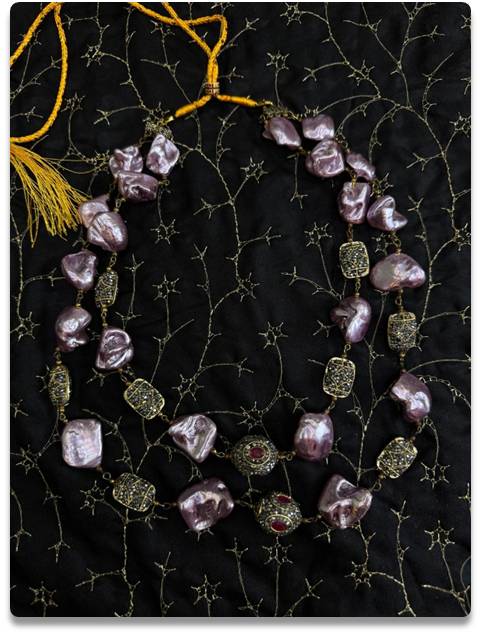Handmade Pearl & Turkish Beads Necklace – Antique Style