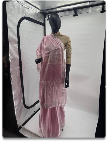 Baby Pink Jimmy Choo Jorjet Saree with Handwoven Detailing