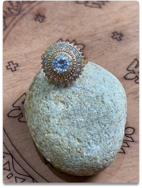 Dazzling Silver Halo Ring with Radiant Stone Cluster