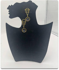 Gold-Toned Dangle Earrings with Dark Oval Stones