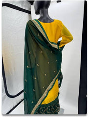 Yellow & Black Anarkali Suit Set with Dupatta – Size 42