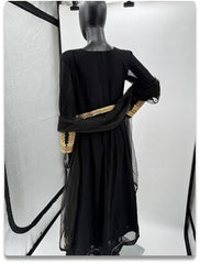 Black Anarkali Suit with Golden Embroidery – Size 40