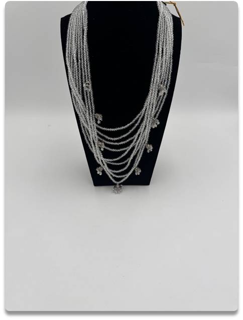 Handmade Multi-Layer Silver Necklace with Australian Cut Beads