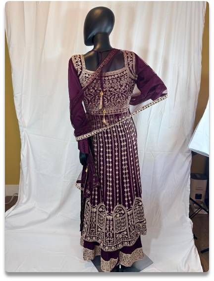 Maroon Anarkali Suit with Beige Embroidery – Size L