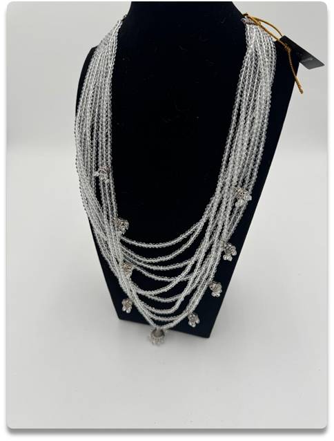 Handmade Multi-Layer Silver Necklace with Australian Cut Beads