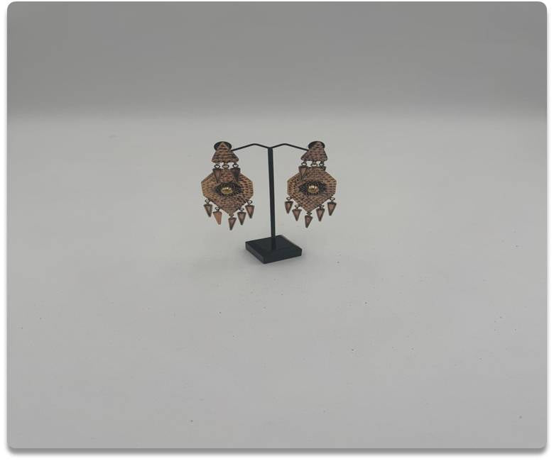 Handcrafted Antique-Style Copper Dangle Earrings with Textured Detailing