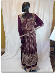 Maroon Anarkali Suit with Beige Embroidery – Size L