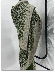 Elegant Green Party Saree with Silver Embroidery and Stonework