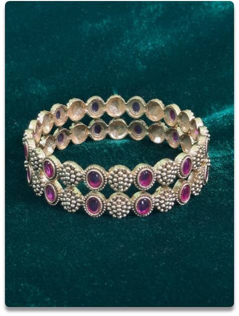 Gold-Plated Brass Bracelet with Pink Gemstones – Handmade Design