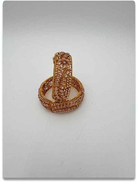 Gold-Plated Brass Screw Bangle with Sparkling Jewel Detailing