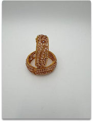 Gold-Plated Brass Screw Bangle with Sparkling Jewel Detailing