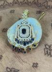 Gold-Plated Princess Cut Tikli Pendant with Blue Stone Detailing