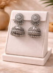 Traditional-Silver-Tone-Jhumka-Earrings-with-holder